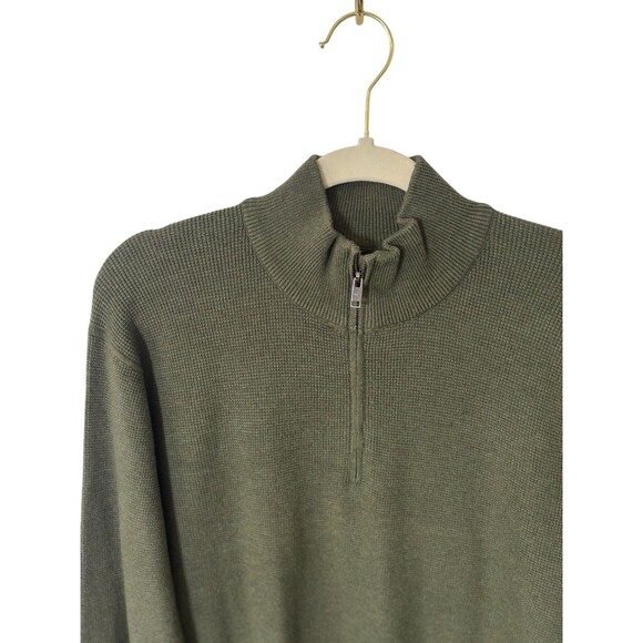 MNG By Mango Thermal 1/4 Zip Long Sleeve Shirt Men's Size Large Green Mock Neck - Picture 2 of 10
